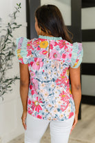 Too Fab to Care Ruffled High Neck Floral Blouse Womens Ave Shops- Tilden Co.