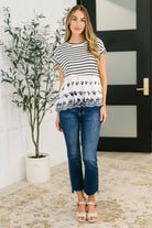 Too Sweet to Share Scalloped Hem Blouse in Ivory and Navy Womens Ave Shops- Tilden Co.