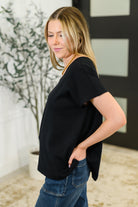 Top Shelf Basic V-Neck Ribbed Tee in Black Womens Ave Shops- Tilden Co.
