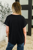 Top Shelf Basic V-Neck Ribbed Tee in Black Womens Ave Shops- Tilden Co.