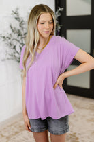 Top Shelf Basic V-Neck Ribbed Tee in Lavender Womens Ave Shops- Tilden Co.