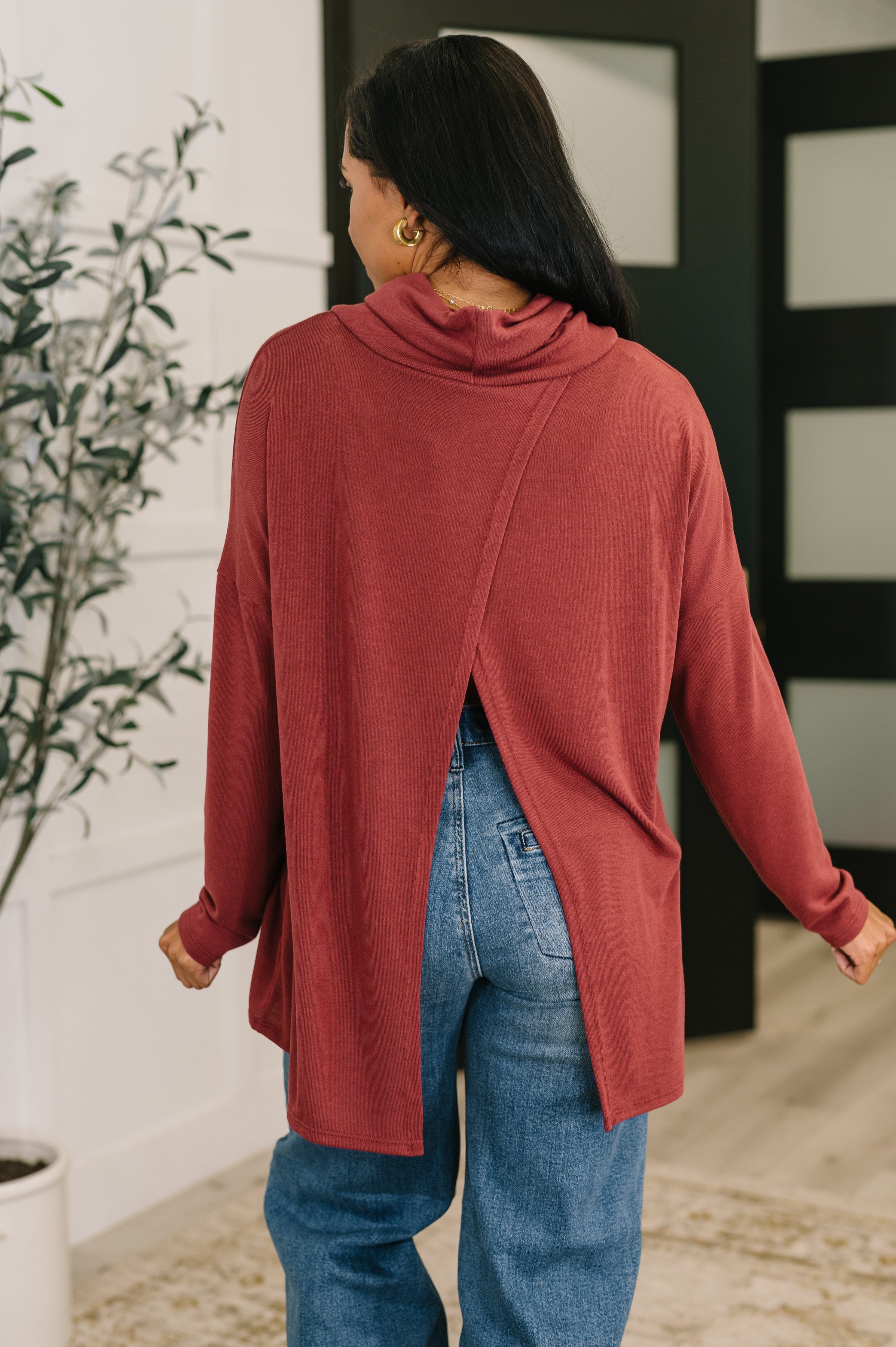 Travel Destination Cowl Neck Pullover in Wine Womens Ave Shops- Tilden Co.
