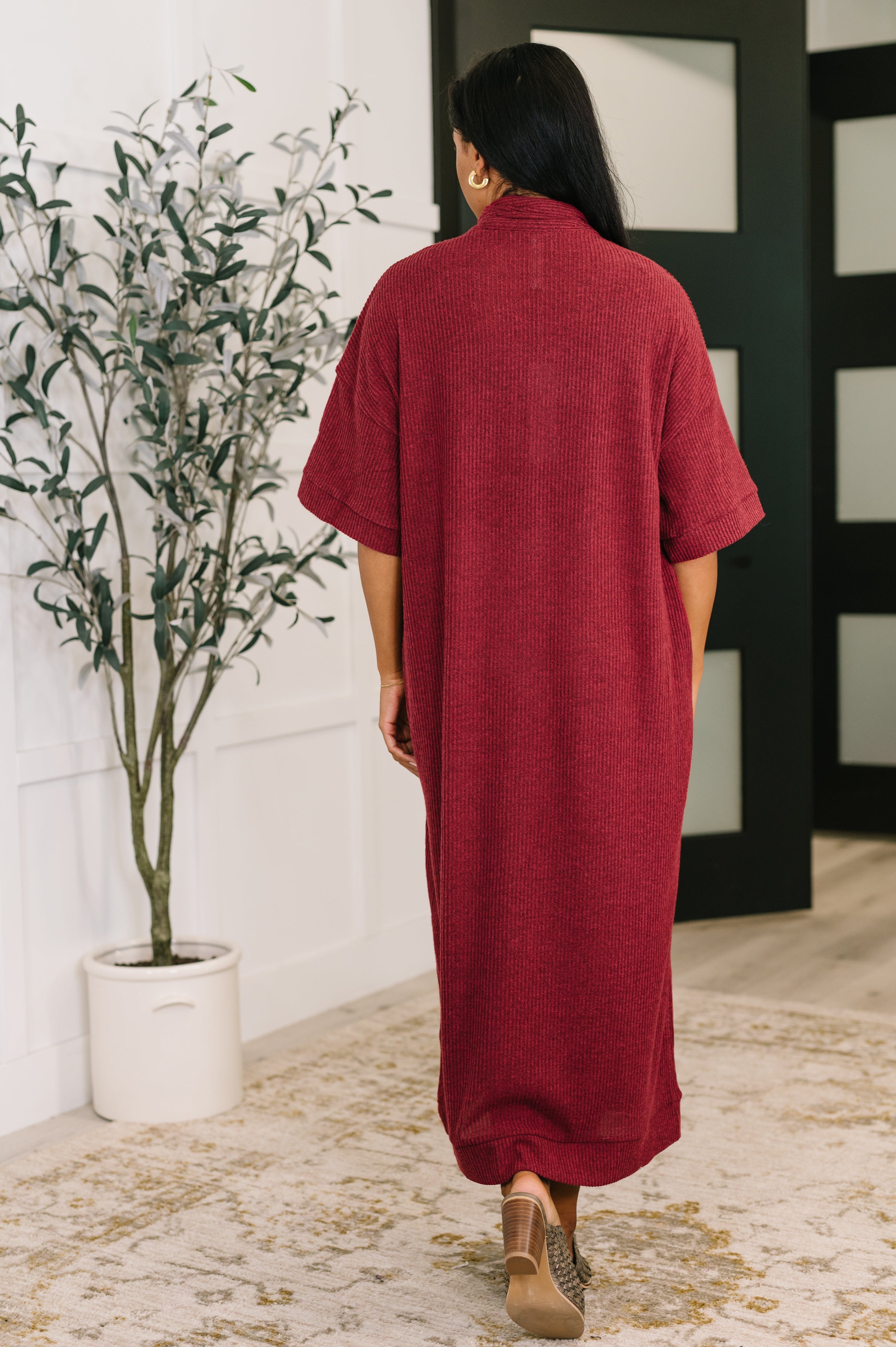 Travel Envy Ribbed Knit Dress in Wine Womens Ave Shops- Tilden Co.