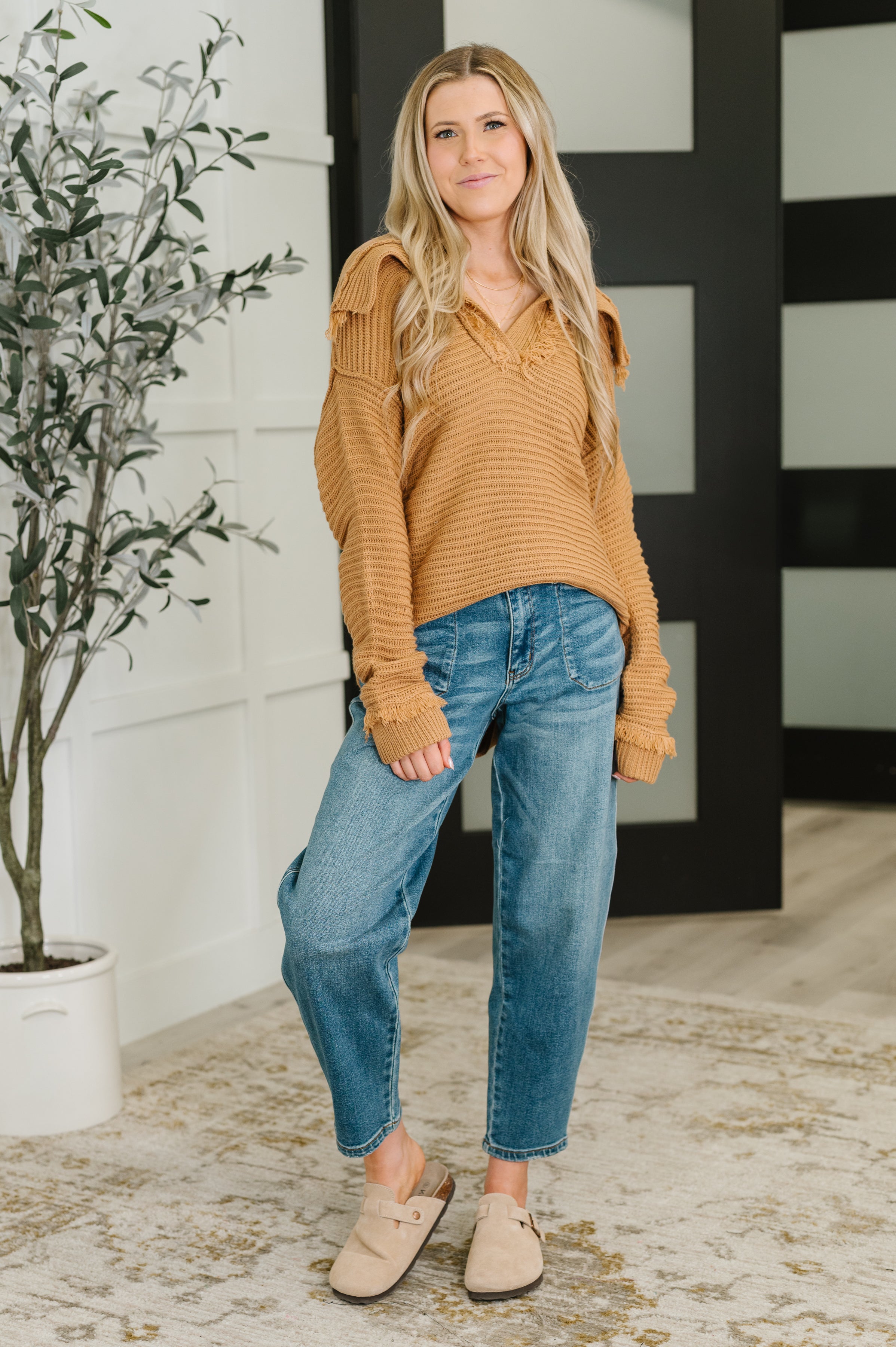 Travel Far & Wide Sweater in Taupe Womens Ave Shops- Tilden Co.