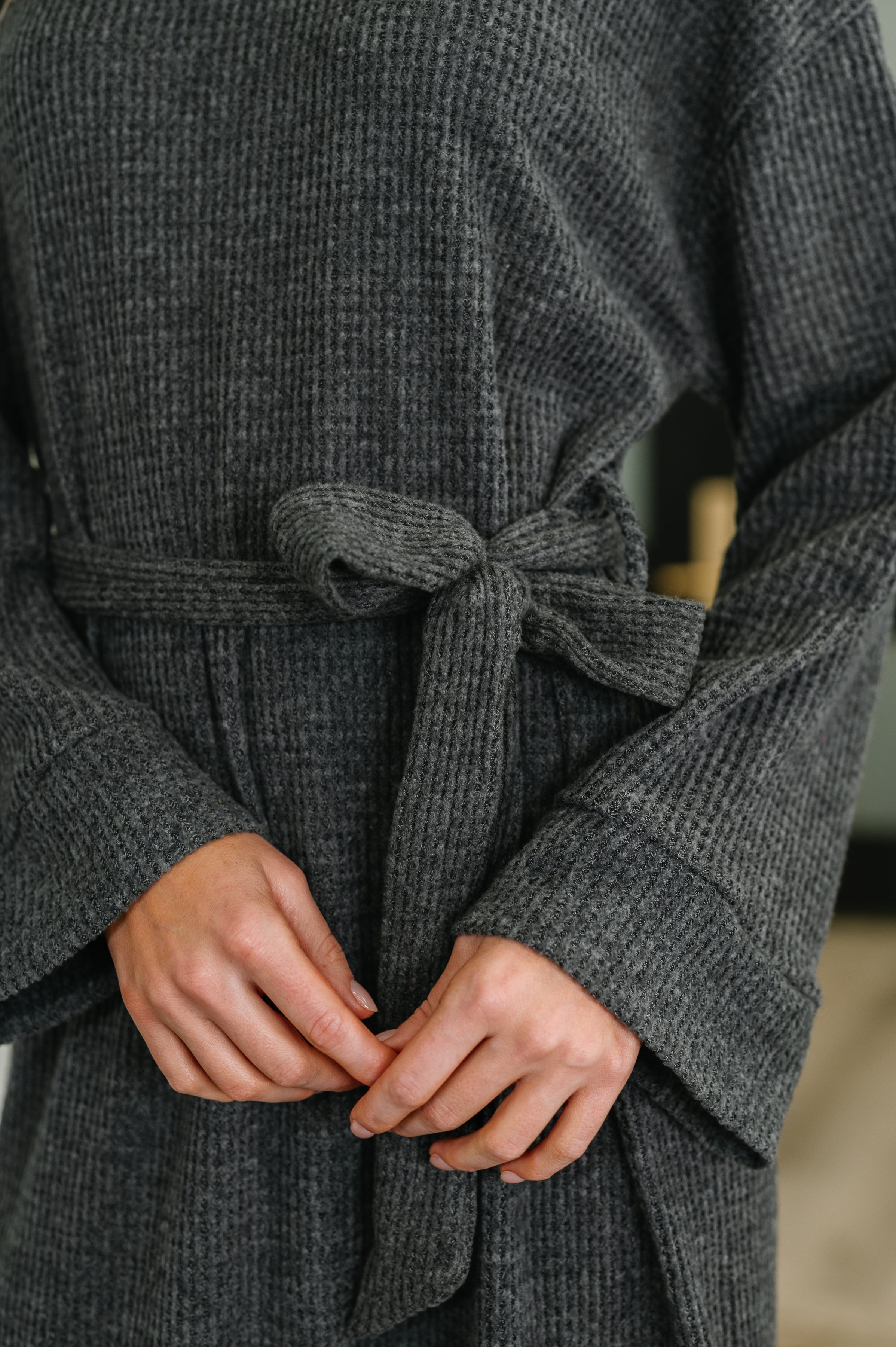 Travel Plush Knit Dress in Charcoal Womens Ave Shops- Tilden Co.