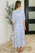 Tropical Print Gauze Kimono with Elastic Waist Tie in Periwinkle Womens Ave Shops- Tilden Co.