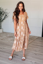 Trusting My Intuition Balloon Sleeve Dress in Camel    Dresses Ave Shops- Tilden Co.