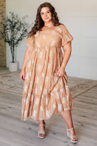 Trusting My Intuition Balloon Sleeve Dress in Camel    Dresses Ave Shops- Tilden Co.