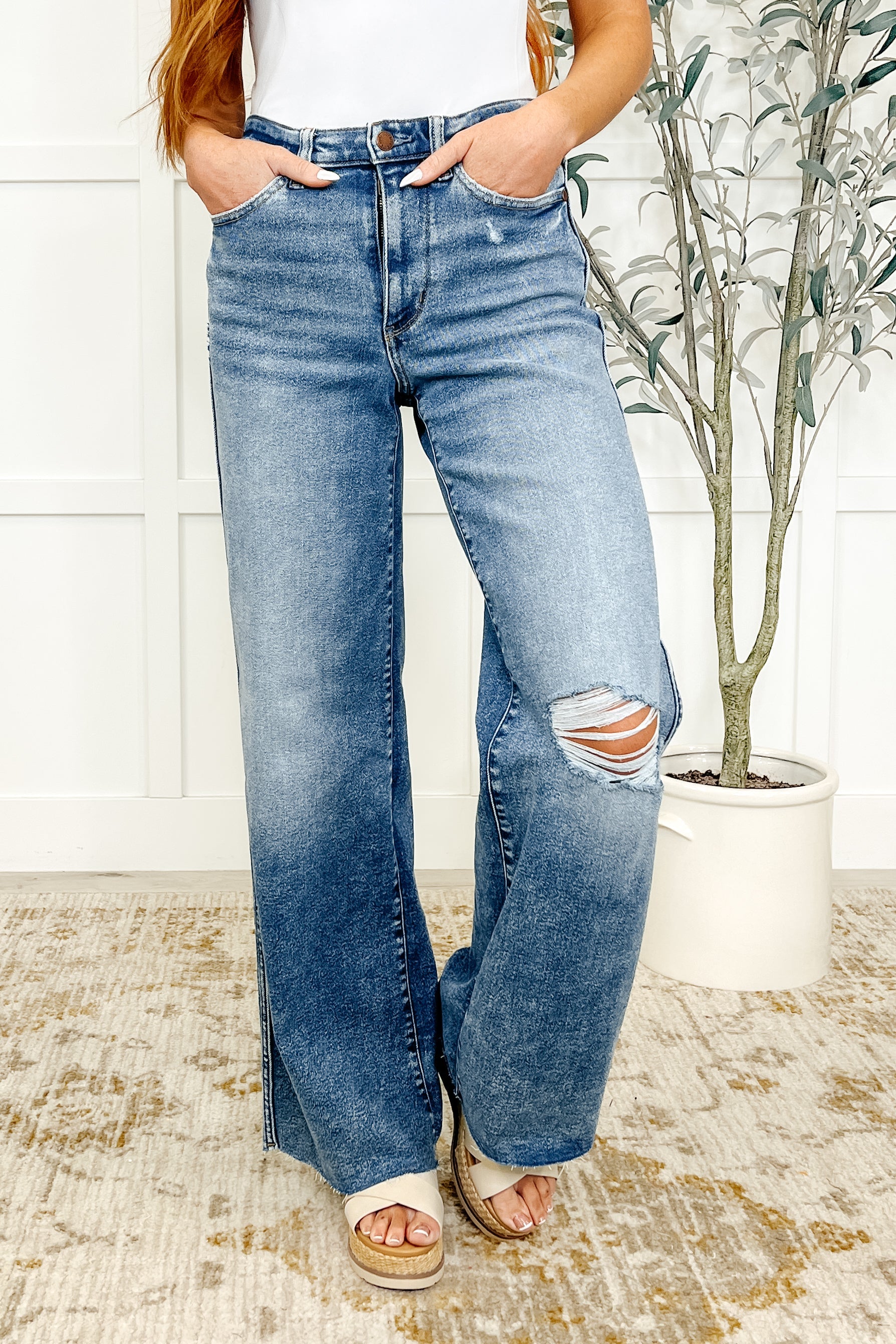 Tucker High Rise Vintage Wash Wide Leg Jeans Womens Ave Shops- Tilden Co.