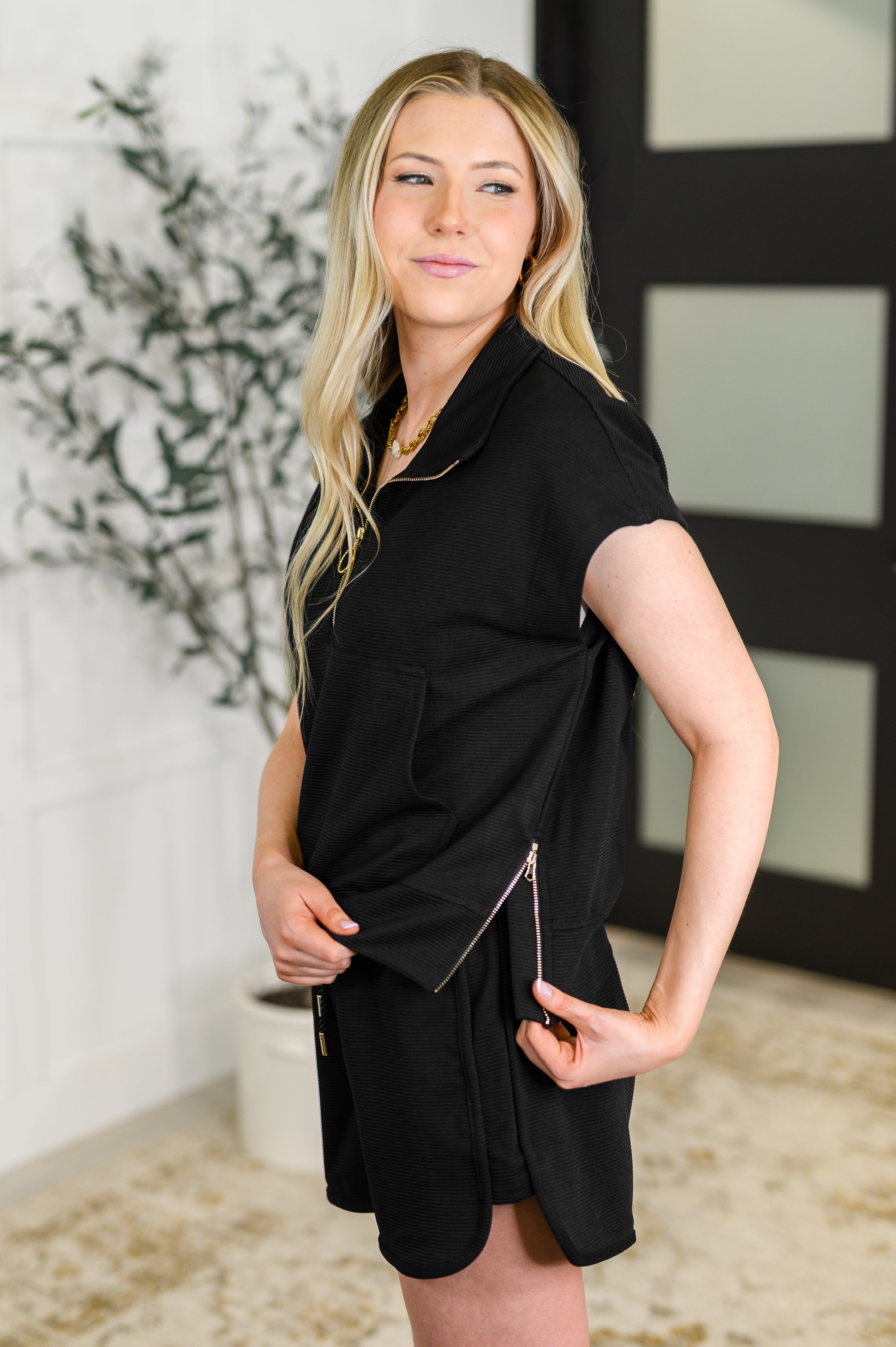 Twenty Four Karat Half Zip Top and Shorts Set Womens Ave Shops- Tilden Co.