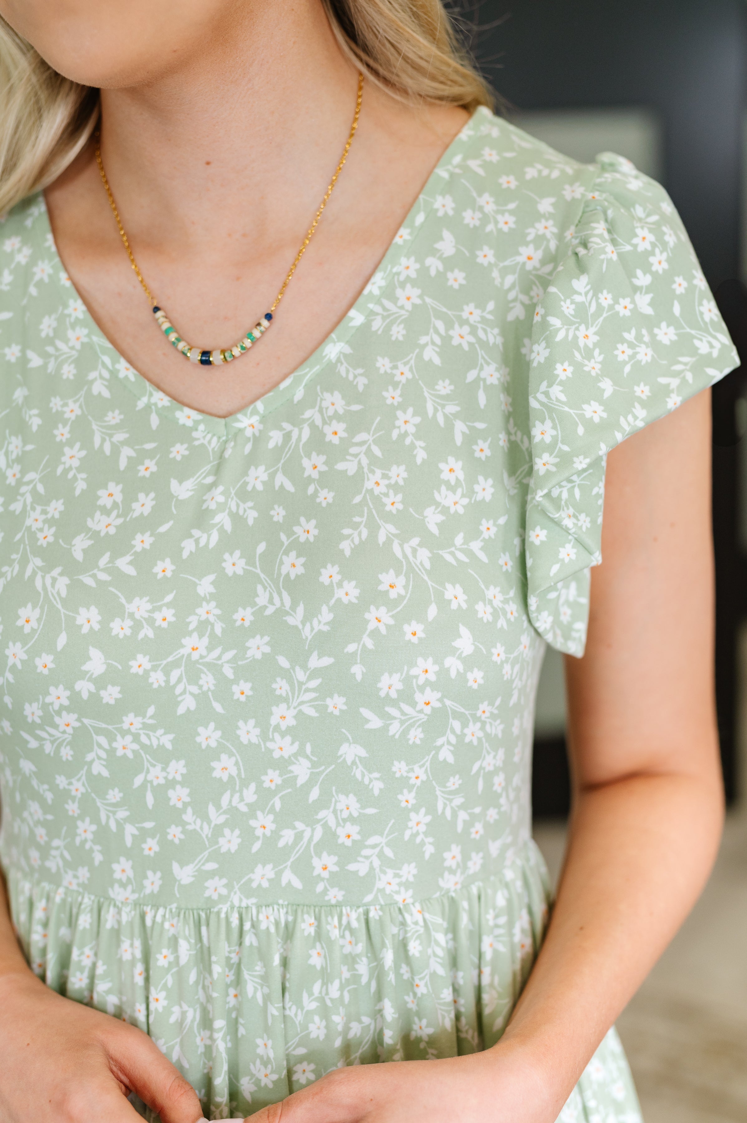 Twirl Me Softly Flutter Sleeve Dress in Sage Womens Ave Shops- Tilden Co.