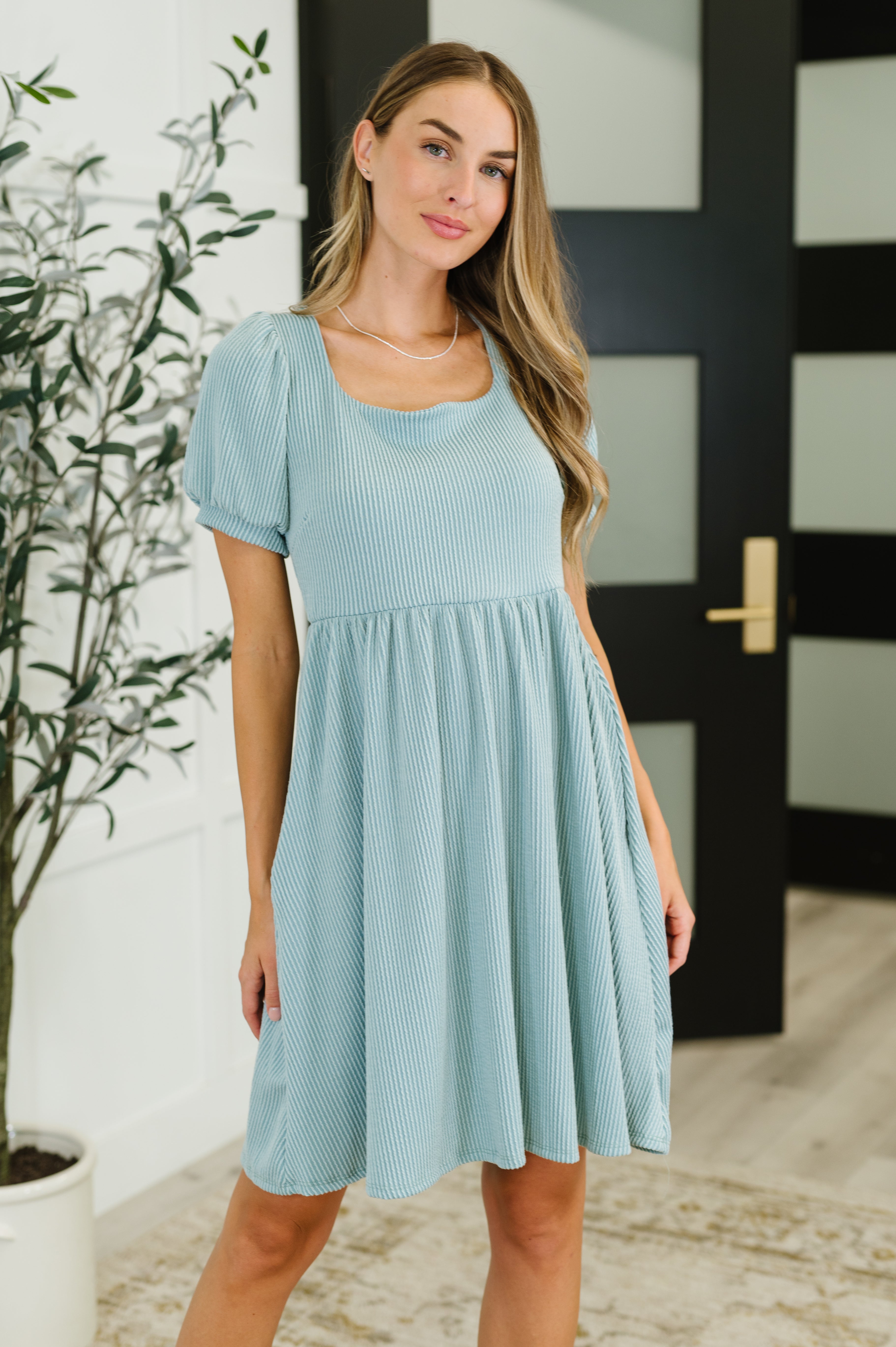 Twirlin’ Dirty Cable Ribbed Knit Dress in Sage Green Womens Ave Shops- Tilden Co.