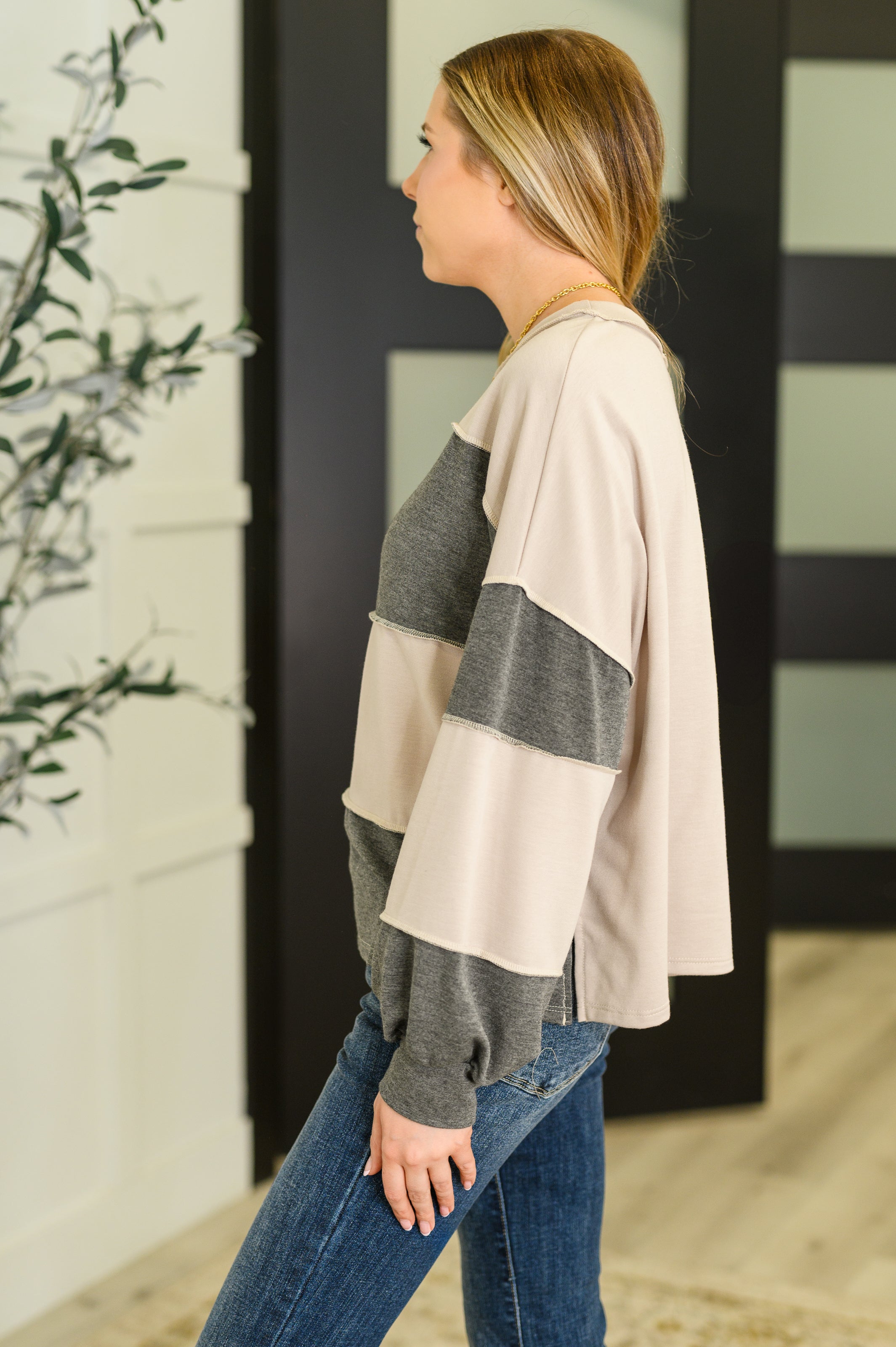 Two-Tone Take Drop Shoulder Top Womens Ave Shops- Tilden Co.