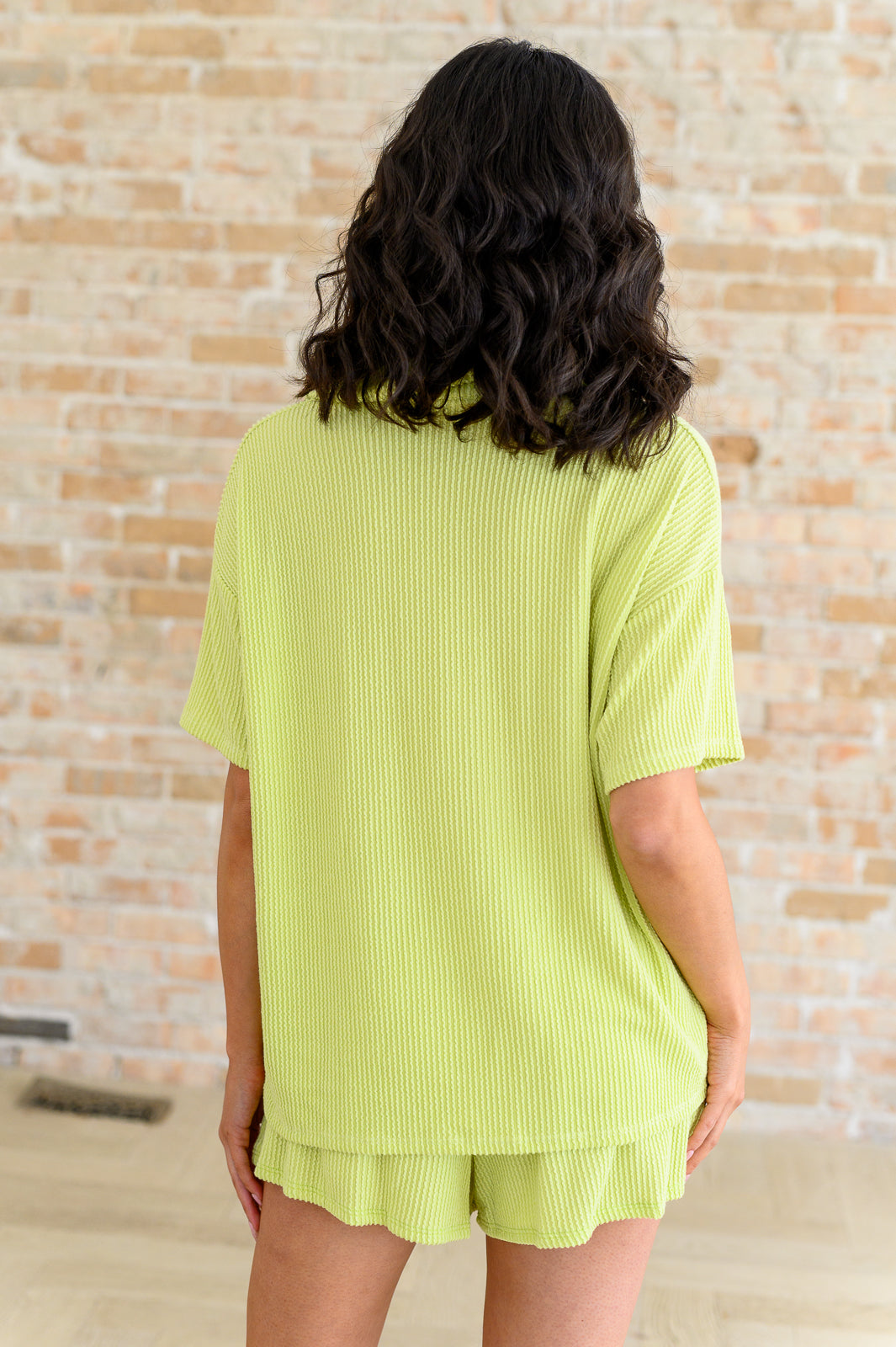 Two's Company Ribbed Button Down Blouse Ave Shops- Tilden Co.