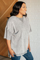 Unbothered Mineral Wash Top in Grey    Tops Ave Shops- Tilden Co.