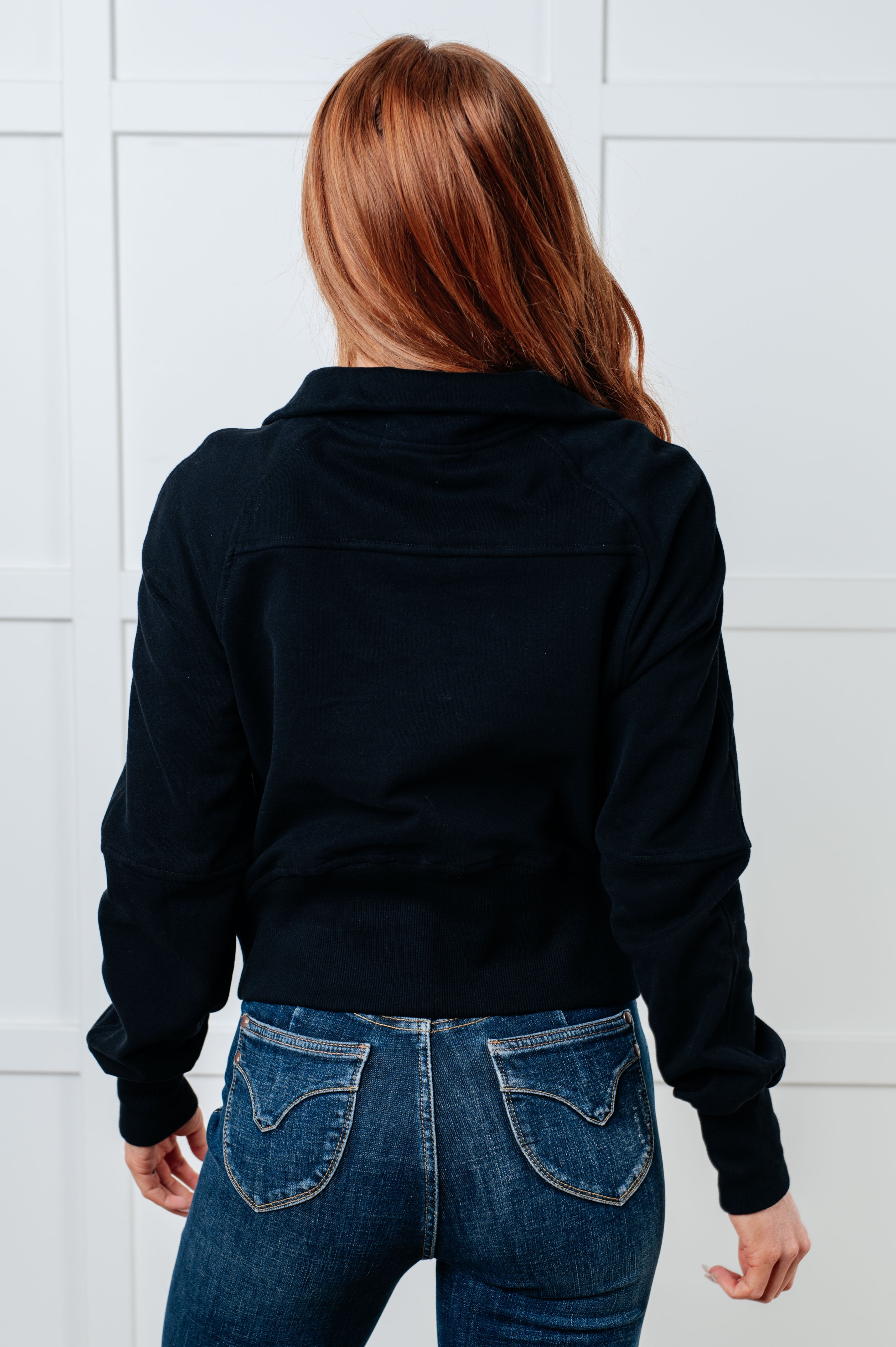 Under Her Spell Half Zip Pullover in Black Tops Ave Shops- Tilden Co.