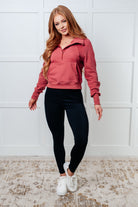 Under Her Spell Half Zip Pullover in Mauve Tops Ave Shops- Tilden Co.