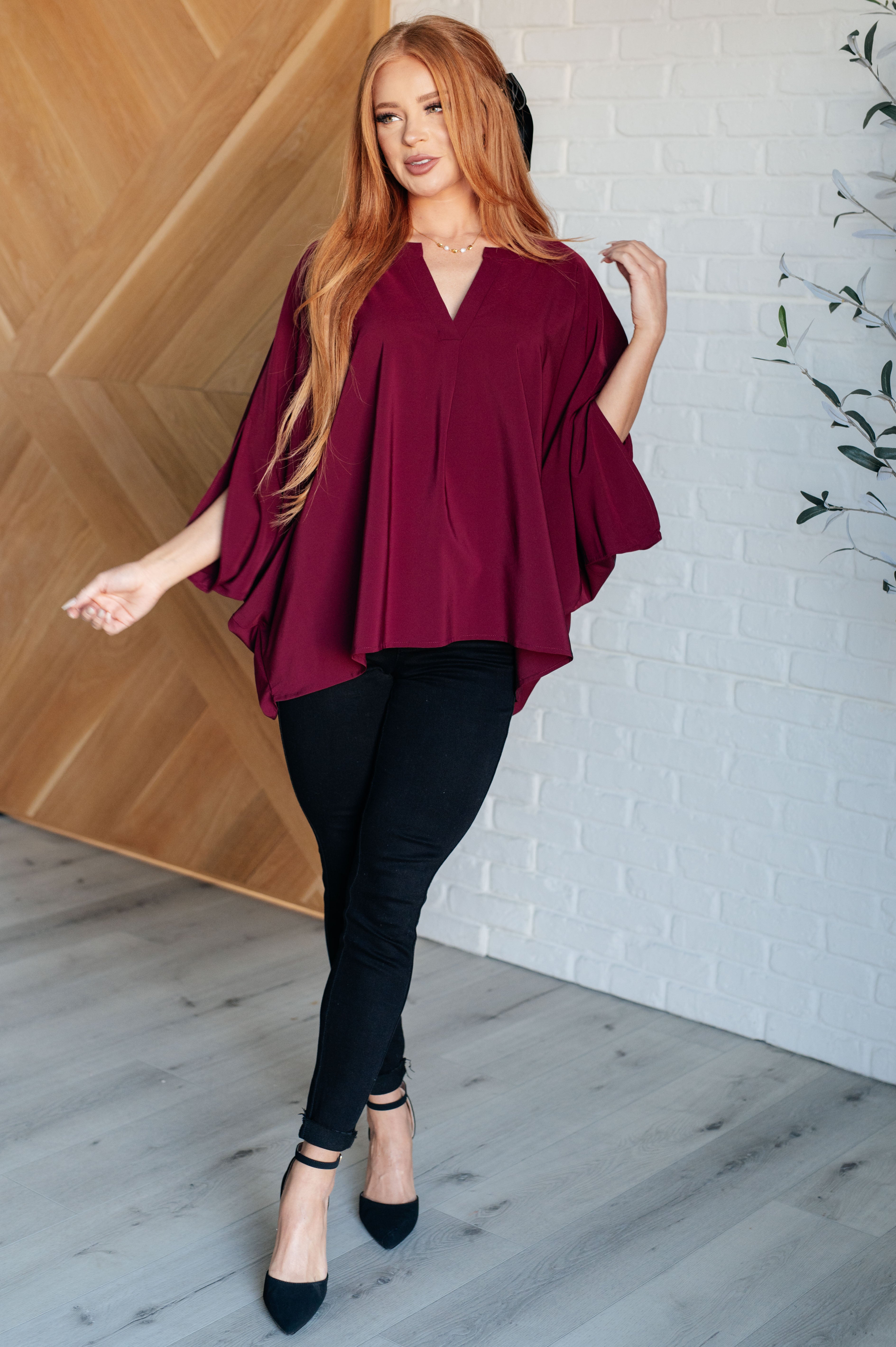 Universal Philosophy Blouse in Wine Blouses Ave Shops- Tilden Co.
