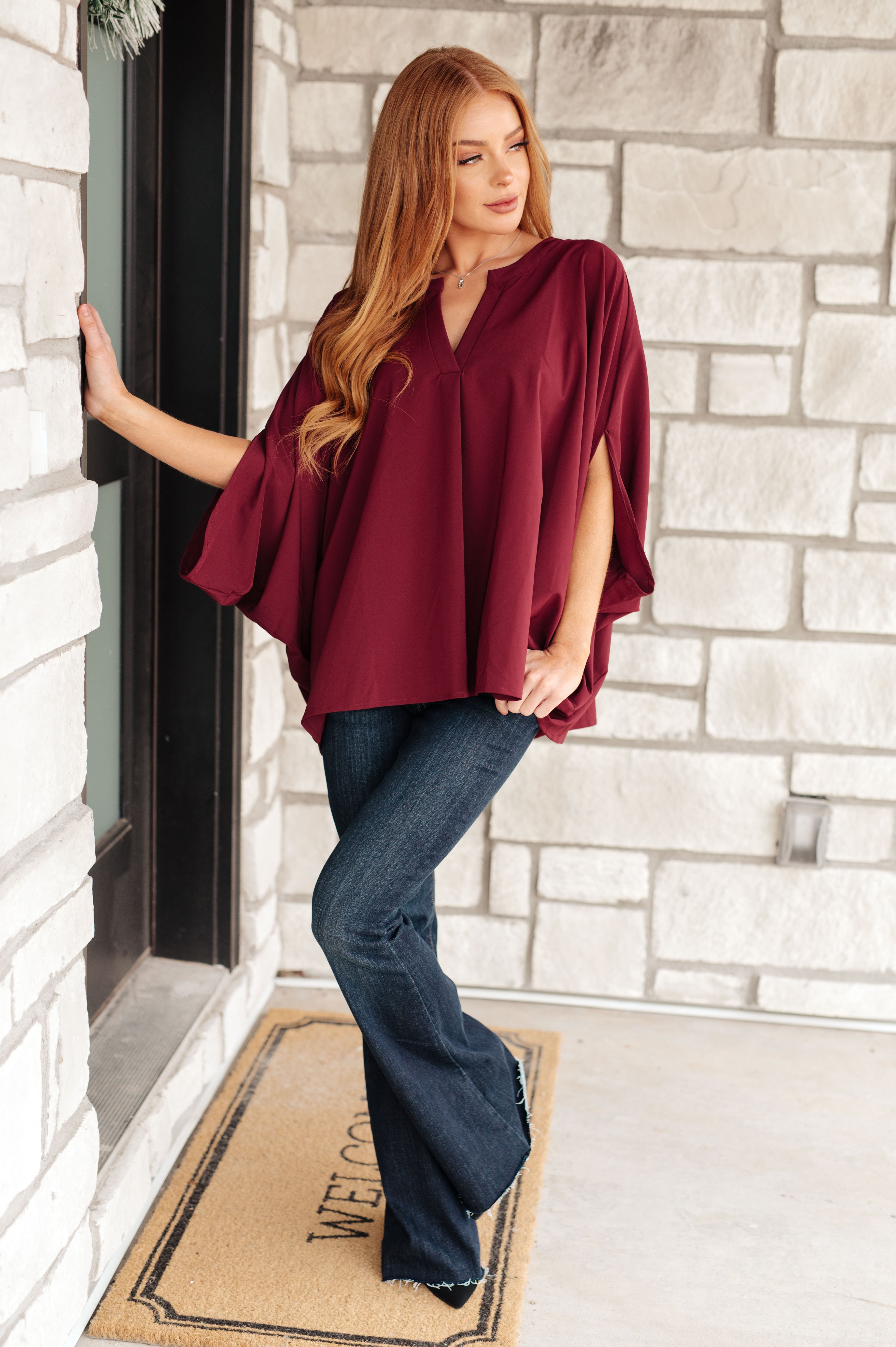 Universal Philosophy Blouse in Wine Blouses Ave Shops- Tilden Co.