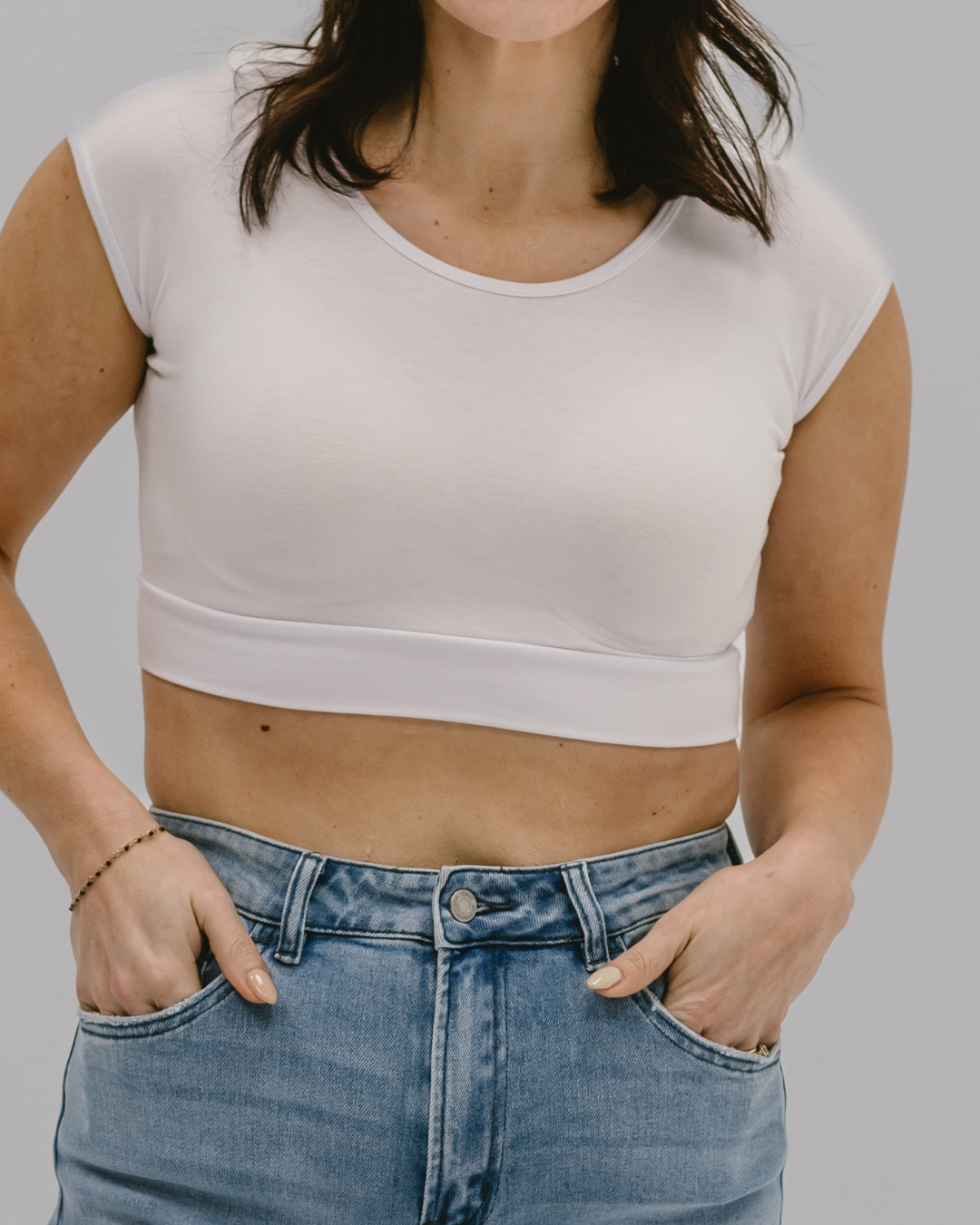 Classic Basic Cap Sleeve Cream / XS Cream XS Layering Top HALFTEE Layering Fashions- Tilden Co.