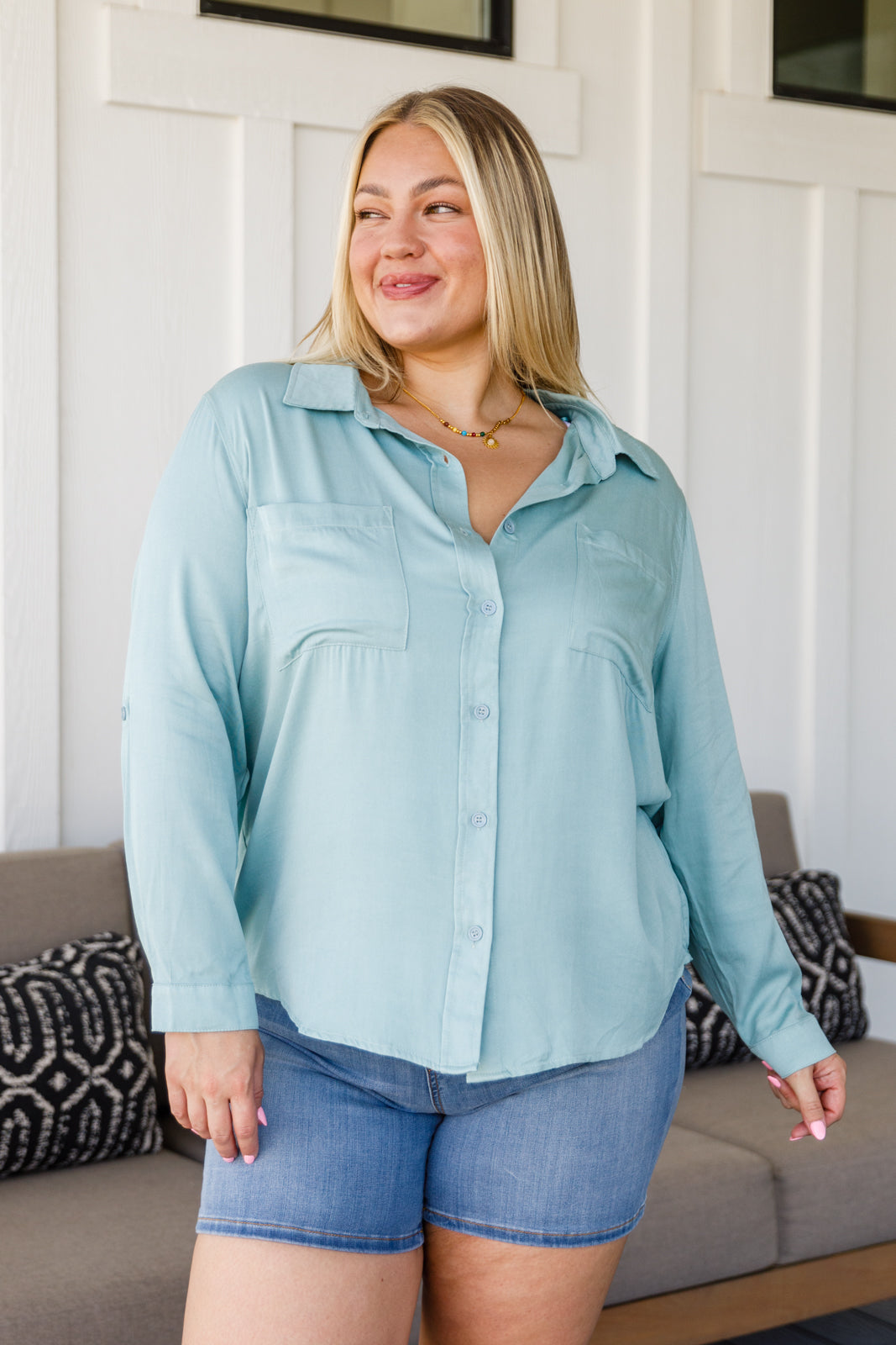 Unwavering Confidence Blouse in Light Blue    Womens Ave Shops- Tilden Co.