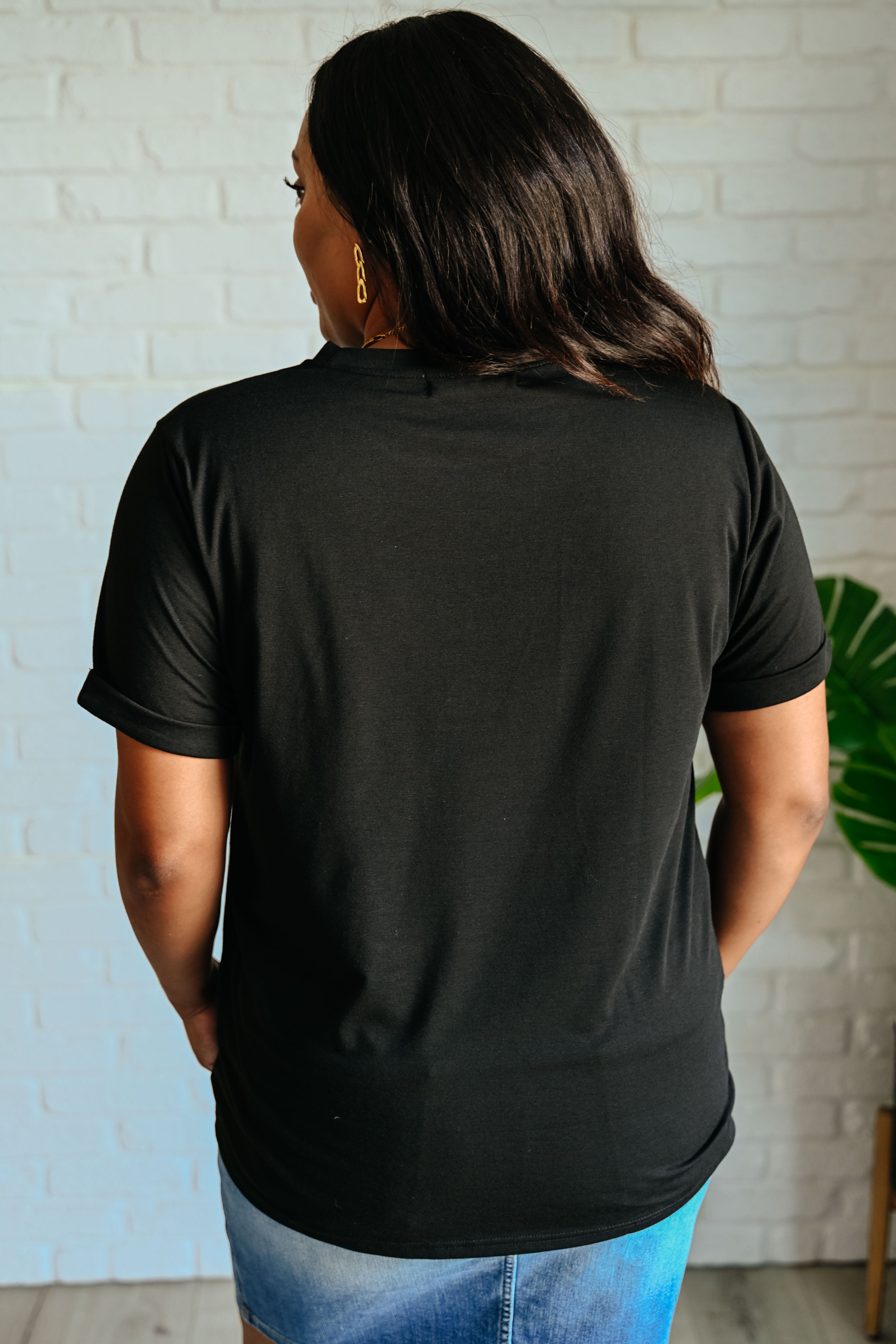 Uptown Crew T-Shirt in Black Tops Ave Shops- Tilden Co.