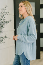 Urban Flux Scooped Hi-Low Long Pullover in Blue Grey Womens Ave Shops- Tilden Co.