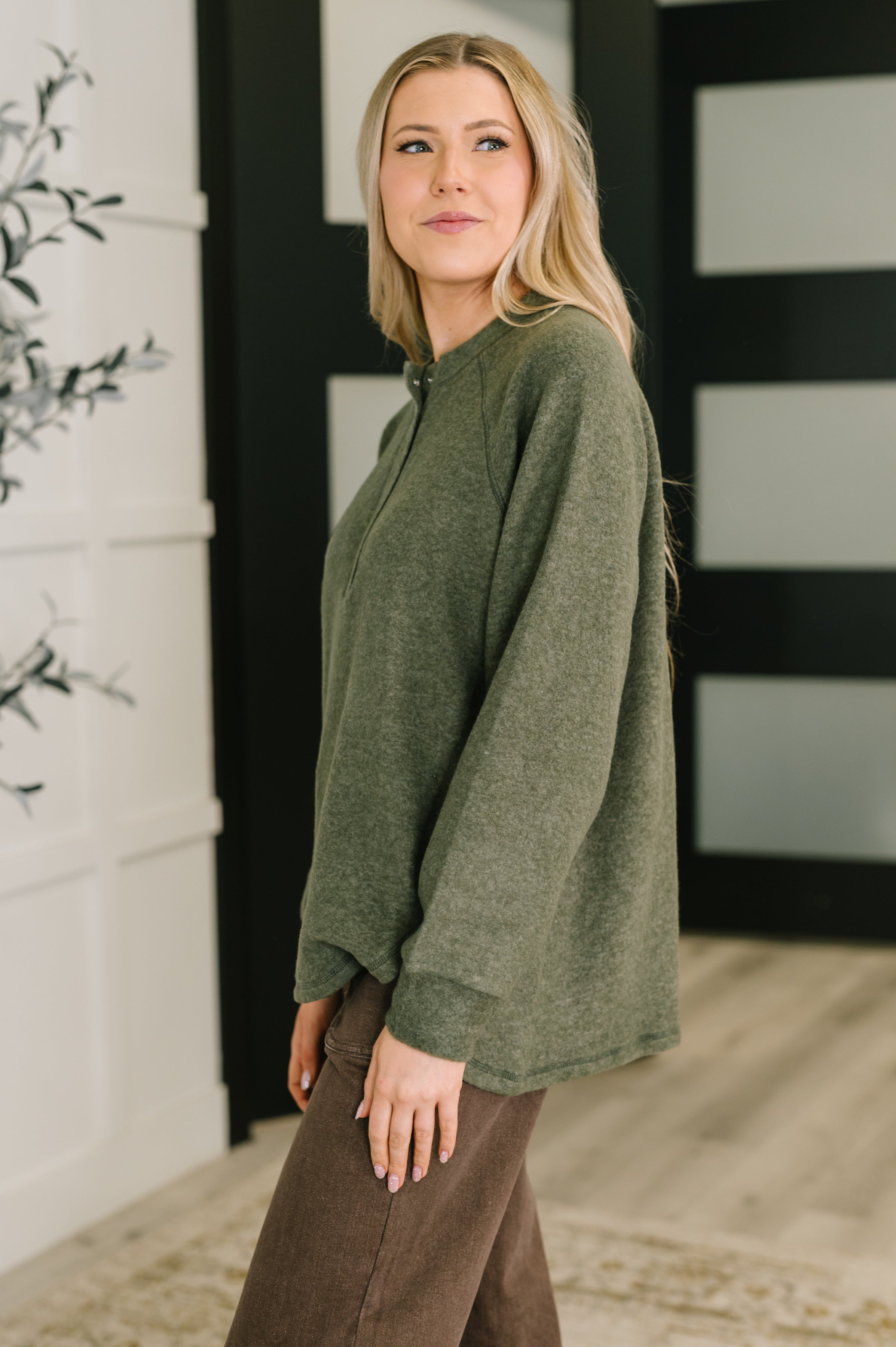 Urban Flux Scooped Hi-Low Long Pullover in Olive Womens Ave Shops- Tilden Co.