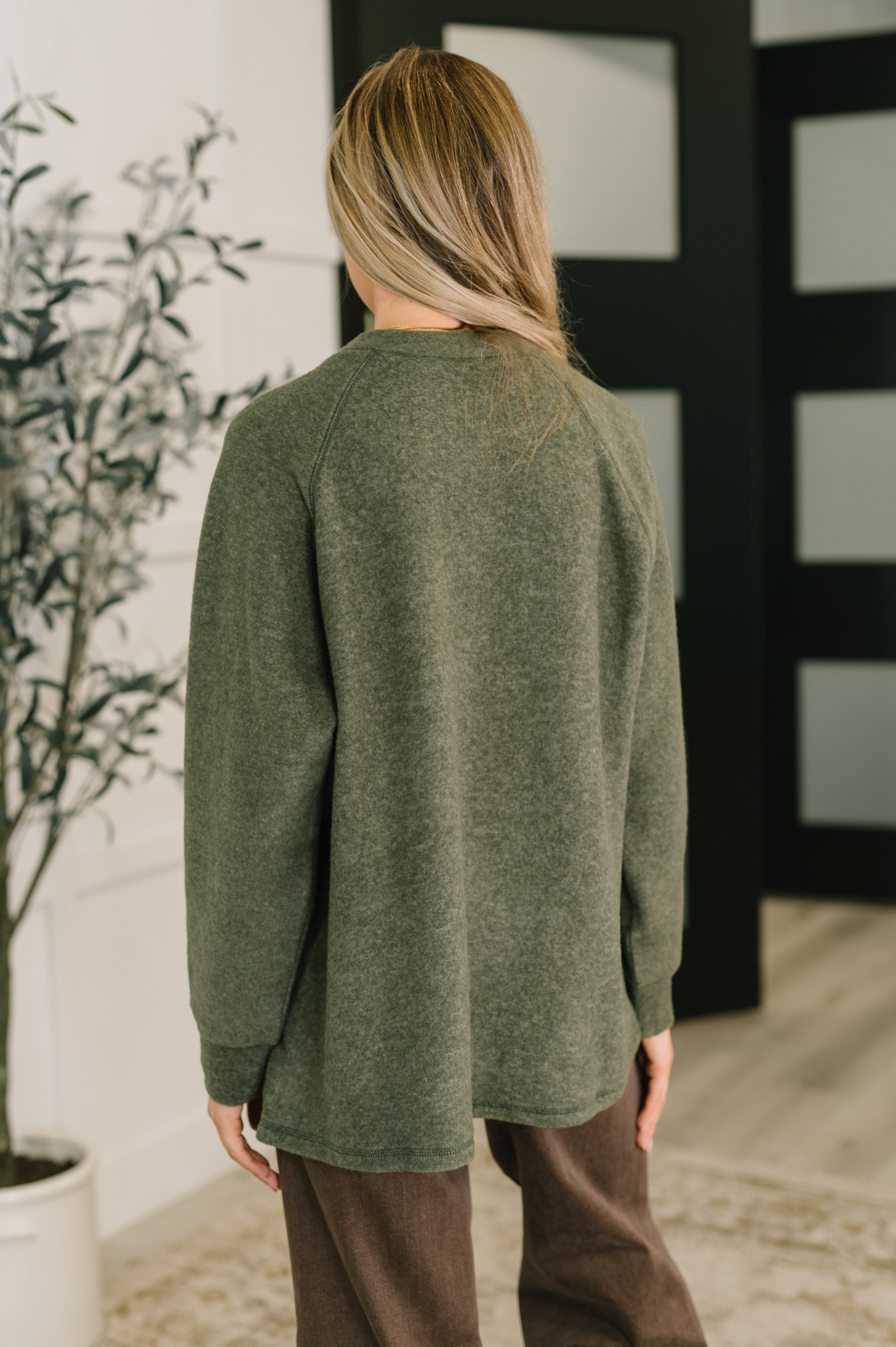 Urban Flux Scooped Hi-Low Long Pullover in Olive Womens Ave Shops- Tilden Co.