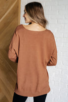 V-Neck Front Seam Sweater in Deep Camel    Tops Ave Shops- Tilden Co.