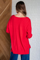 V-Neck Front Seam Sweater in Heather Red    Tops Ave Shops- Tilden Co.