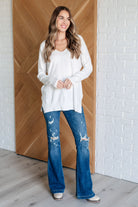 V-Neck Front Seam Sweater in Ivory    Tops Ave Shops- Tilden Co.