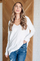 V-Neck Front Seam Sweater in Ivory    Tops Ave Shops- Tilden Co.