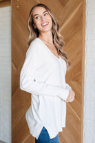 V-Neck Front Seam Sweater in Ivory    Tops Ave Shops- Tilden Co.