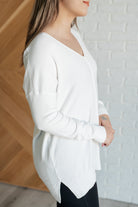 V-Neck Front Seam Sweater in Ivory    Tops Ave Shops- Tilden Co.