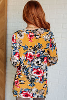 V-Neck Scoop Hem Top in Marigold Floral    Tops Ave Shops- Tilden Co.