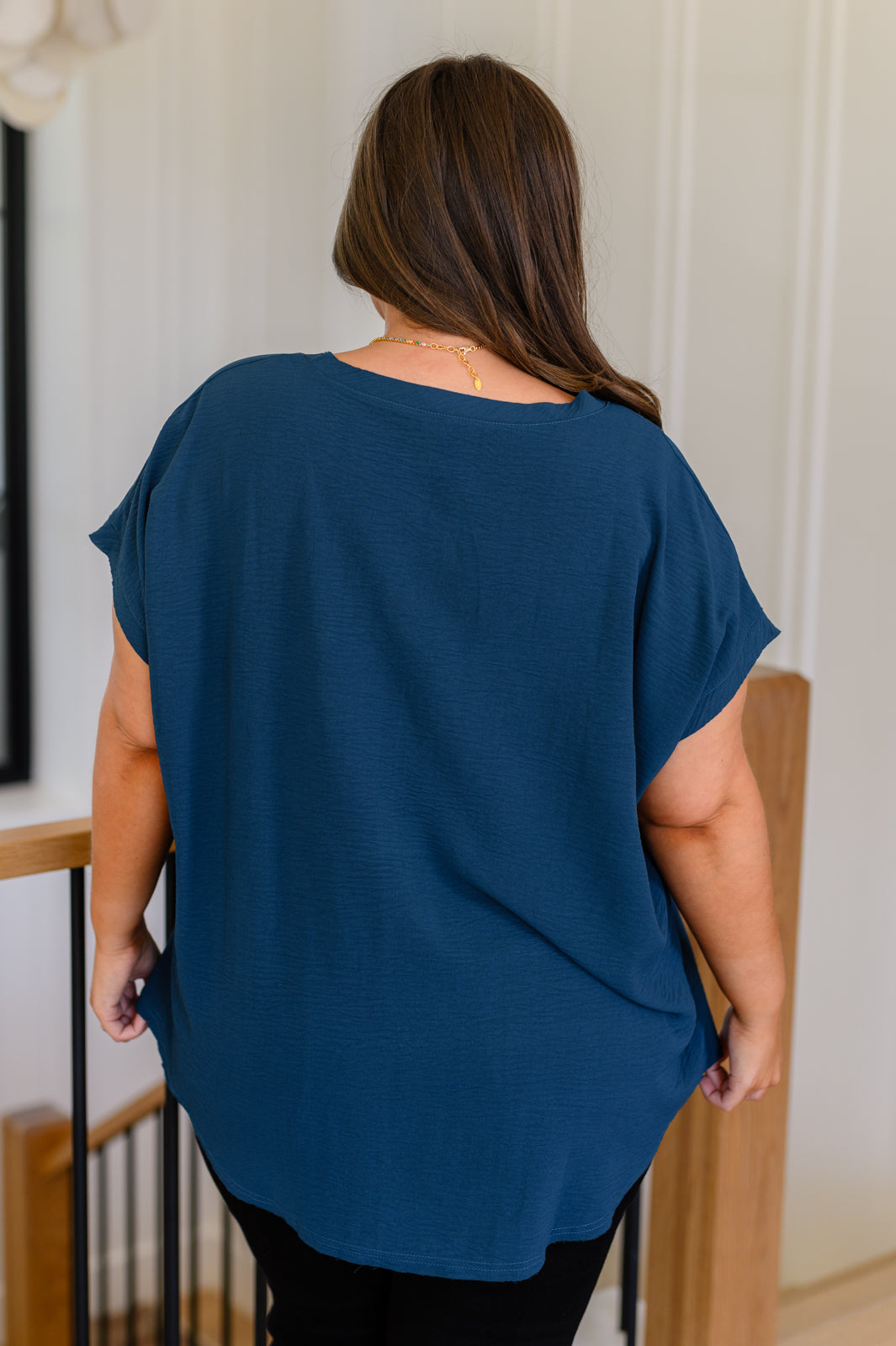 Very Much Needed V-Neck Top in Teal    Tops Ave Shops- Tilden Co.