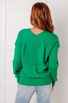 Very Understandable V-Neck Sweater in Green Tops Ave Shops- Tilden Co.