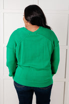 Very Understandable V-Neck Sweater in Green Tops Ave Shops- Tilden Co.