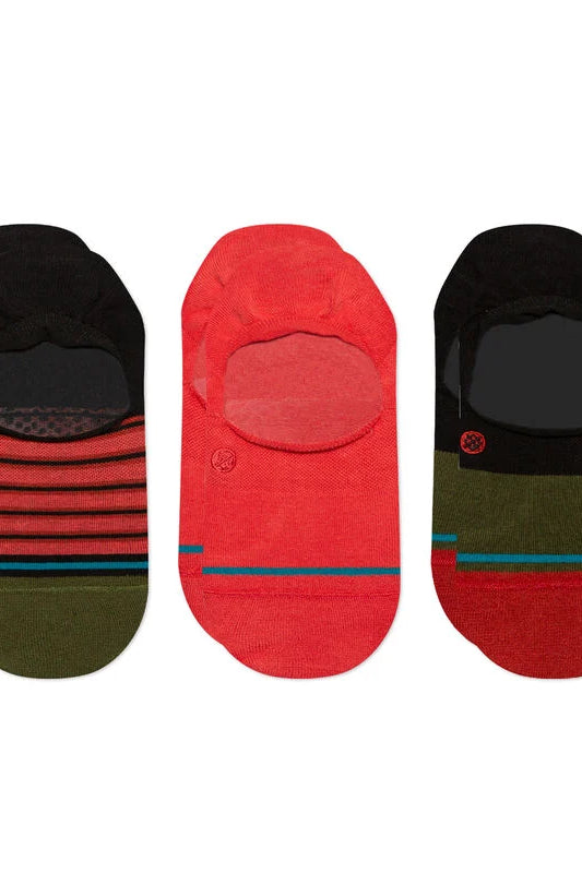 Stance No Show Socks 3 Pack Small (Men 3-5.5 / Women 5-7.5) / Red Small (Men 3-5.5 / Women 5-7.5) Red Socks Stance- Tilden Co.