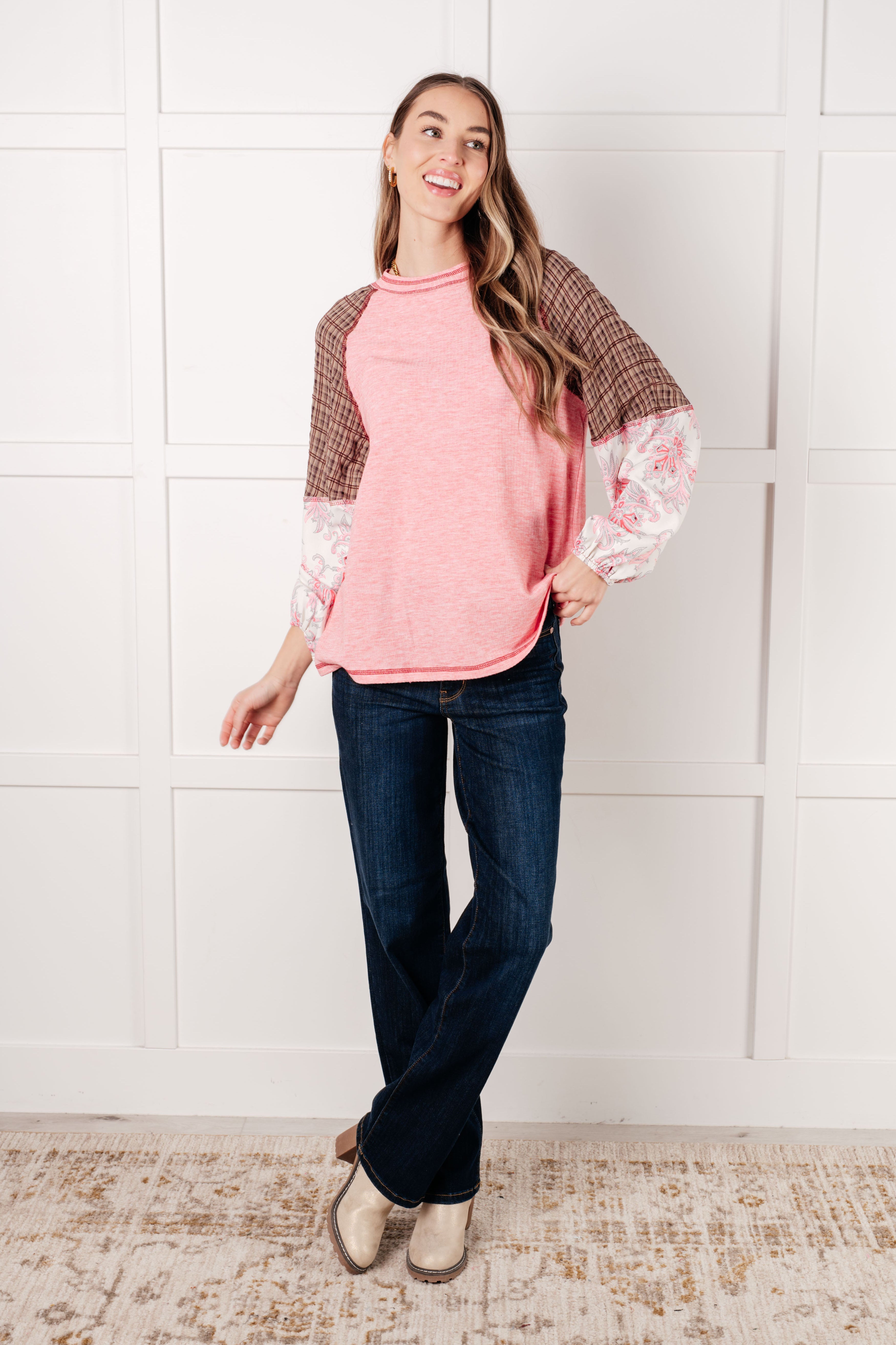 Walk for Miles Floral Color Block Top Tops Ave Shops- Tilden Co.