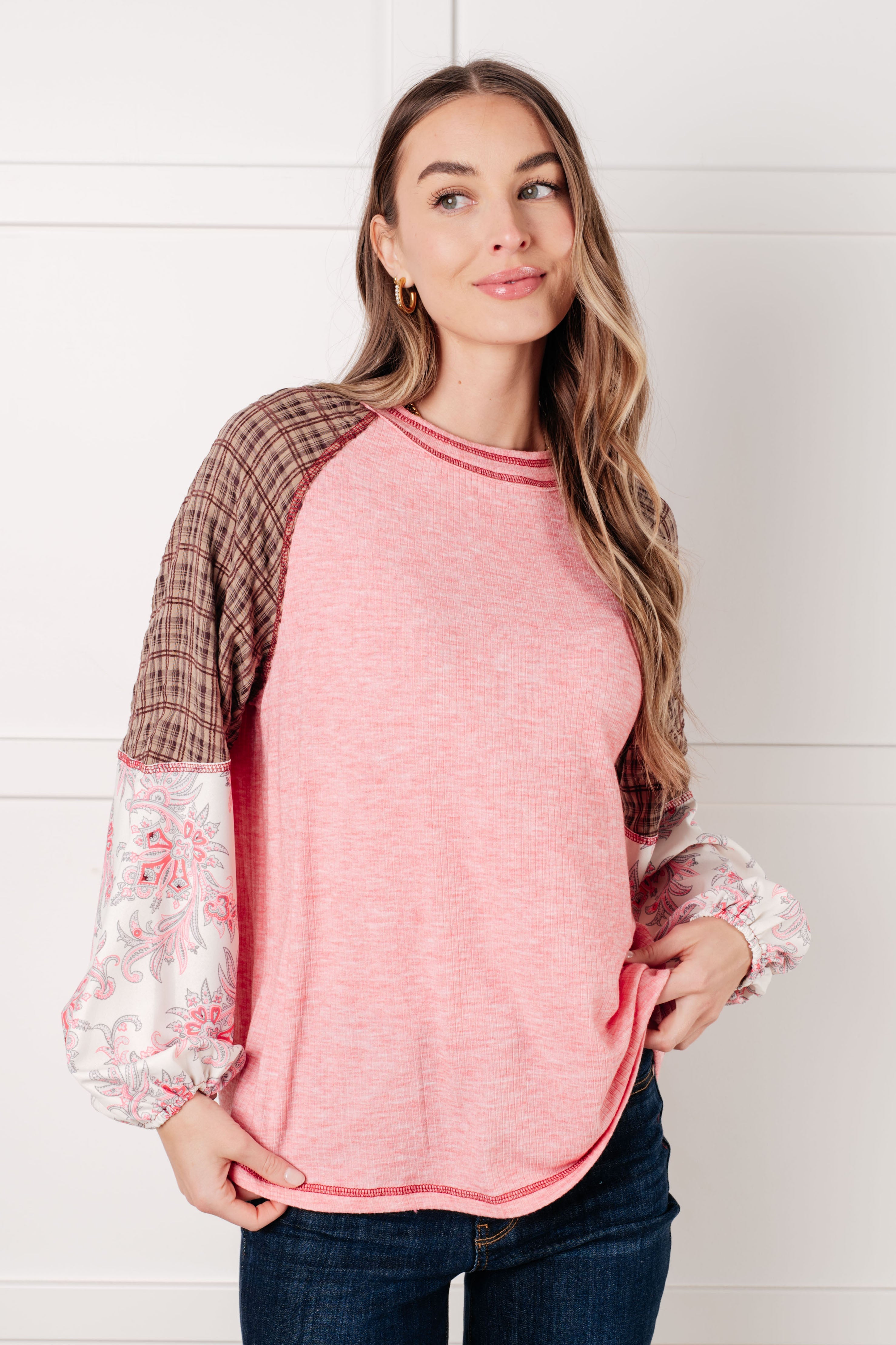 Walk for Miles Floral Color Block Top Tops Ave Shops- Tilden Co.