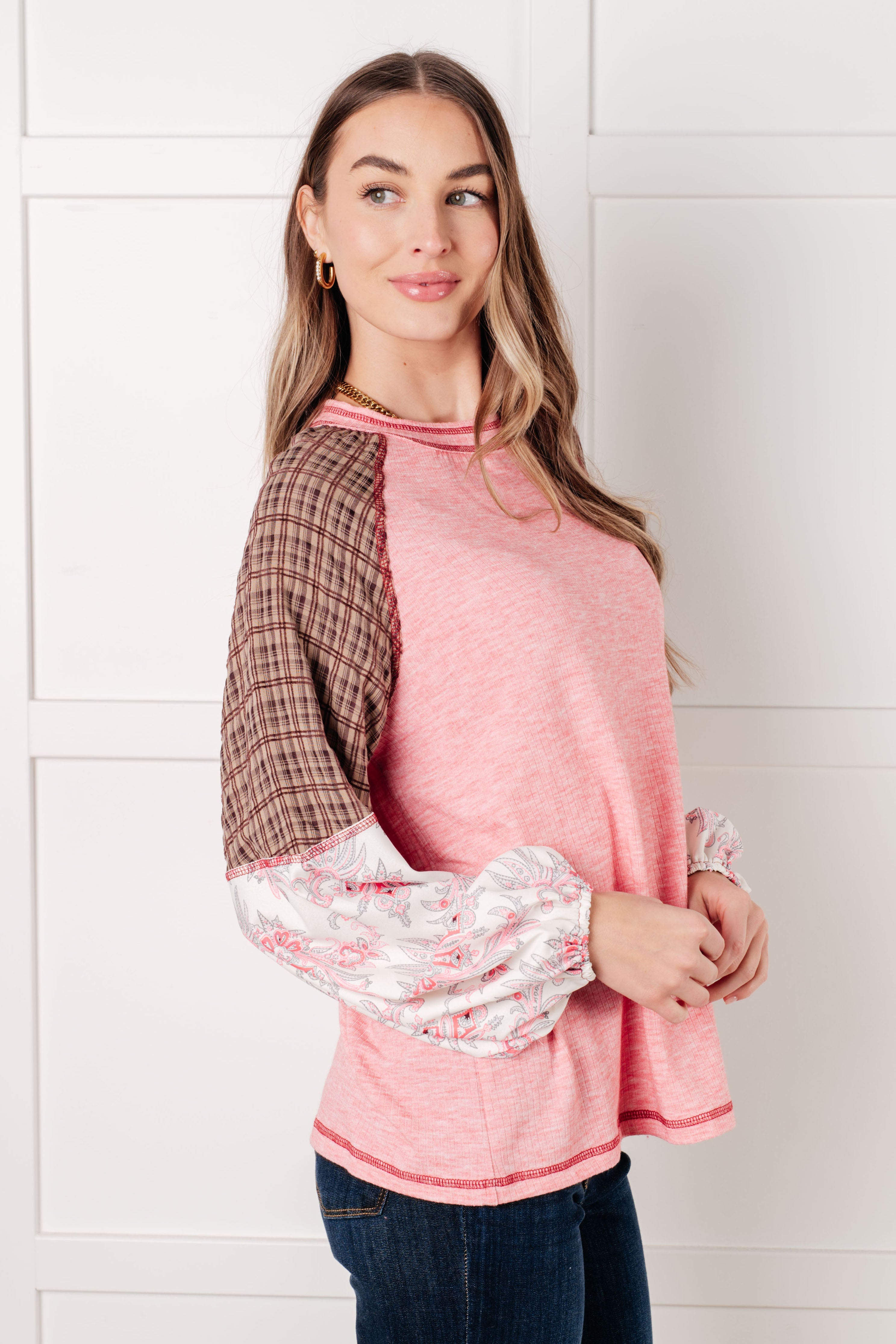 Walk for Miles Floral Color Block Top Tops Ave Shops- Tilden Co.