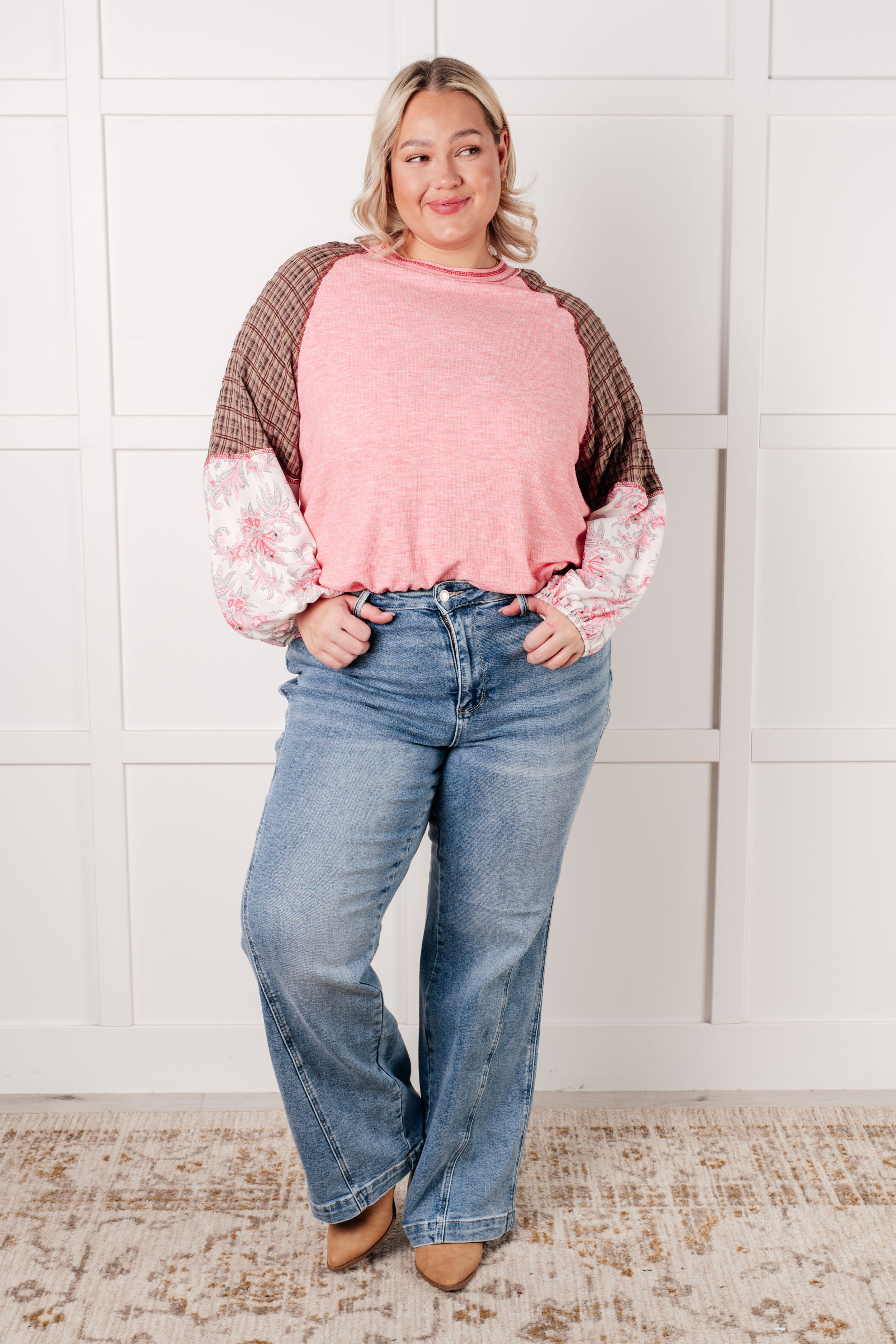 Walk for Miles Floral Color Block Top Tops Ave Shops- Tilden Co.
