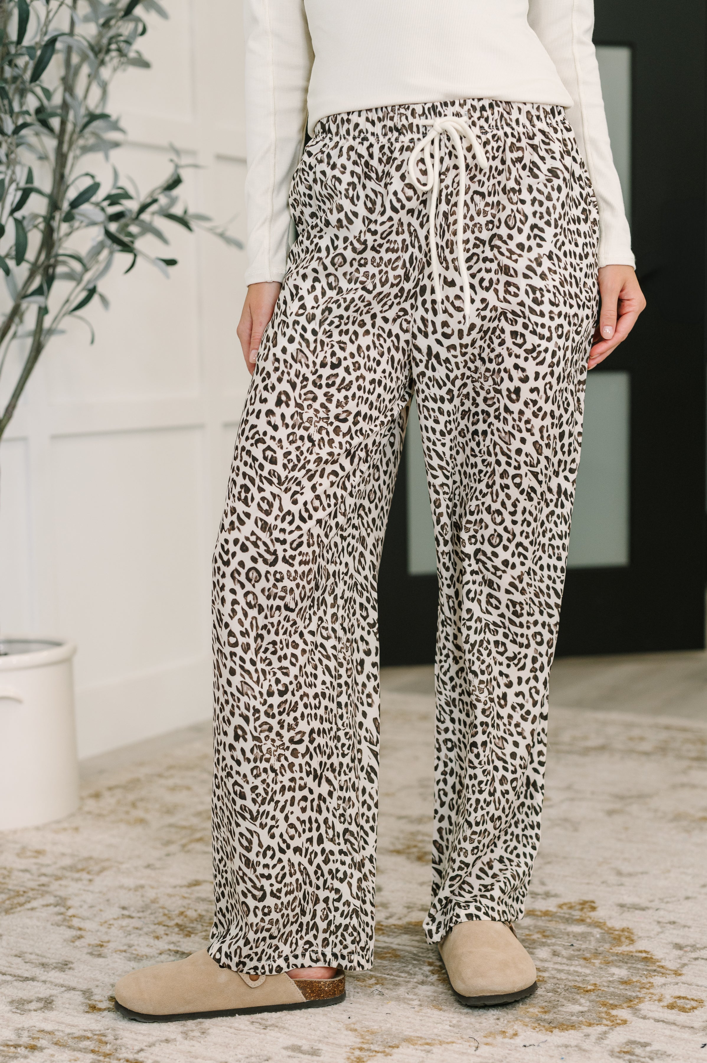 Wander Wild Leopard Drawstring Pants Womens Ave Shops- Tilden Co.