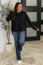 Wander & Rest Cable Ribbed Knit Drop Shoulder Top in Black Womens Ave Shops- Tilden Co.