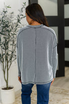 Wander & Rest Cable Ribbed Knit Drop Shoulder Top in Black/White Womens Ave Shops- Tilden Co.