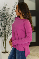 Wander & Rest Cable Ribbed Knit Drop Shoulder Top in Plum Womens Ave Shops- Tilden Co.