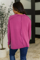 Wander & Rest Cable Ribbed Knit Drop Shoulder Top in Plum Womens Ave Shops- Tilden Co.