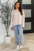 Wander & Rest Cable Ribbed Knit Drop Shoulder Top in Sand Beige Womens Ave Shops- Tilden Co.